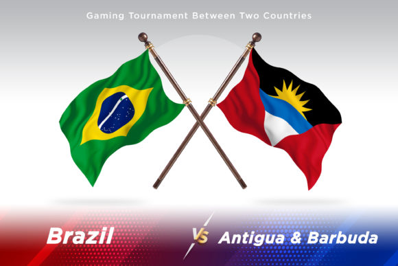 Brazil and Antigua and Barbuda Flags in Creative Design