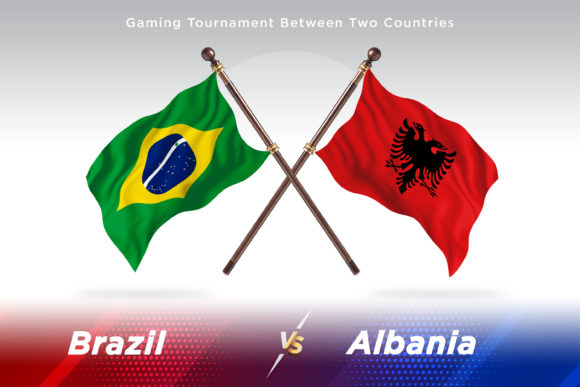 Brazil Versus Albania Two Flags Design