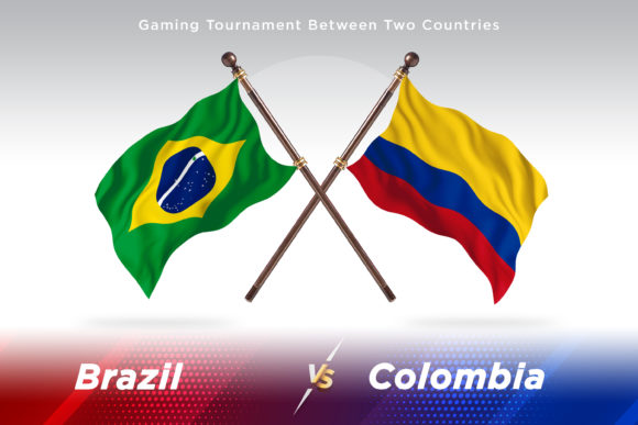 Brazil Versus Colombia Two Flags