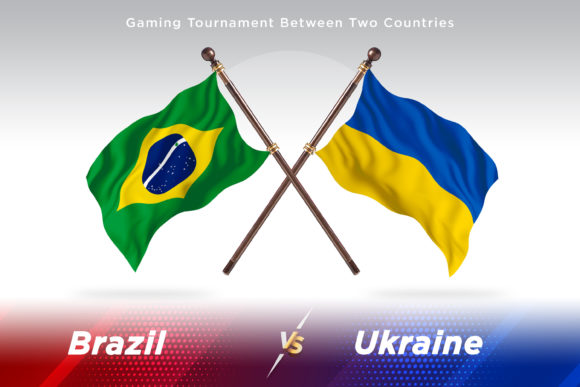 Brazil Versus Ukraine Two Flags