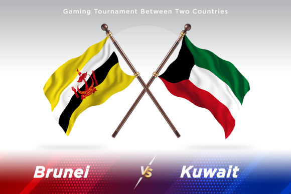 Brunei and Kuwait Flags in Creative Design